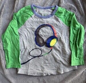 Boyd’s Mini Boden Size 5-6T Music Headphones Shirt Long Sleeve Green Sleeves